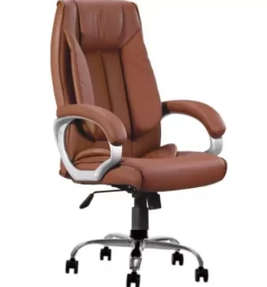 Stolica High Back Leatherette Brown Office Chair with Chrome Base